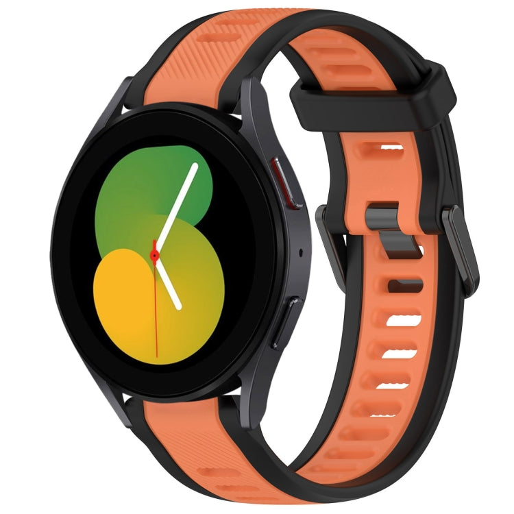 For Samsung Galaxy Watch 5  40mm 20mm Two Color Textured Silicone Watch Band(Orange+Black) - Watch Bands by PMC TechLife | Online Shopping South Africa | PMC TechLife