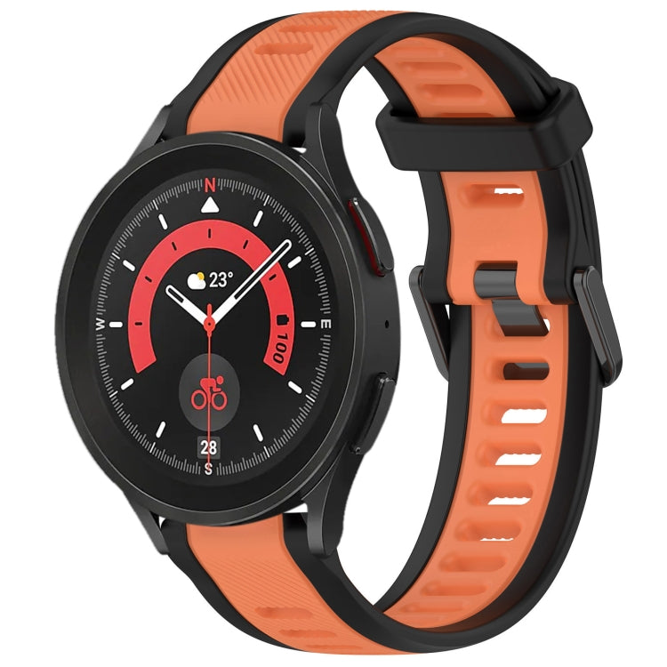 For Samsung Galaxy Watch 5 Pro  45mm 20mm Two Color Textured Silicone Watch Band(Orange+Black) - Watch Bands by PMC TechLife | Online Shopping South Africa | PMC TechLife