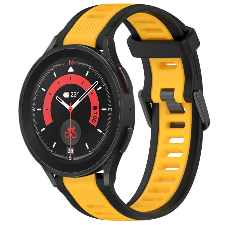 For Samsung Galaxy Watch 5 Pro  45mm 20mm Two Color Textured Silicone Watch Band(Yellow+Black) - Watch Bands by PMC TechLife | Online Shopping South Africa | PMC TechLife