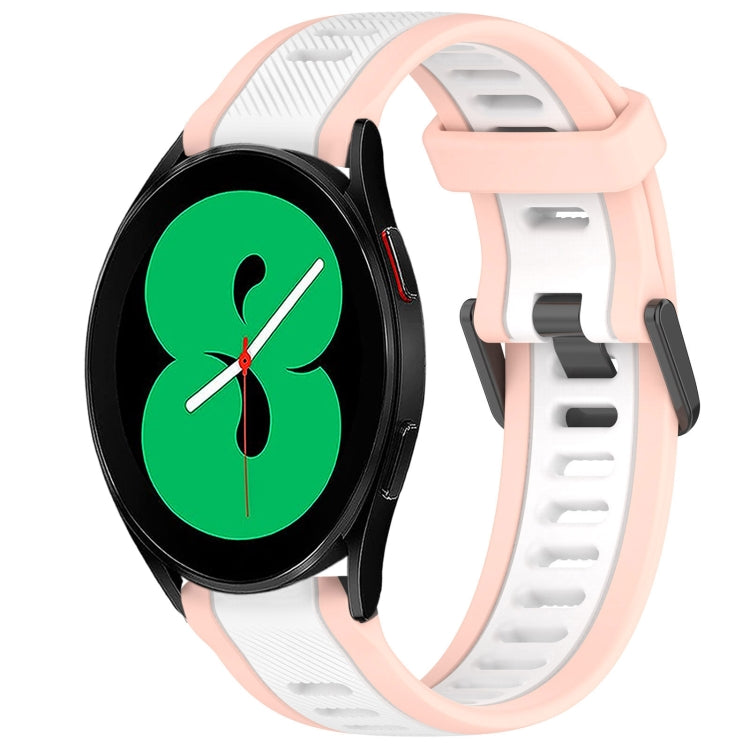 For Samsung Galaxy Watch 4 44mm 20mm Two Color Textured Silicone Watch Band(White+Pink) - Watch Bands by PMC TechLife | Online Shopping South Africa | PMC TechLife