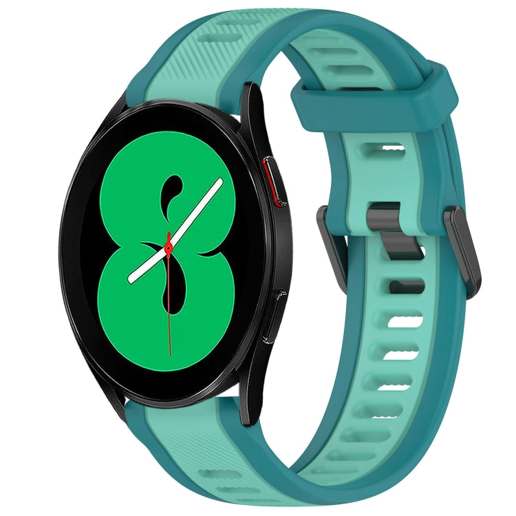 For Samsung Galaxy Watch 4 44mm 20mm Two Color Textured Silicone Watch Band(Teal) - Watch Bands by PMC TechLife | Online Shopping South Africa | PMC TechLife