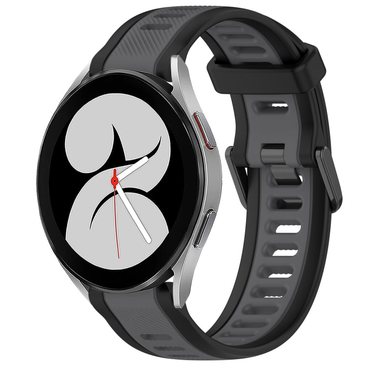 For Samsung Galaxy Watch 4 40mm 20mm Two Color Textured Silicone Watch Band(Grey+Black) - Watch Bands by PMC TechLife | Online Shopping South Africa | PMC TechLife