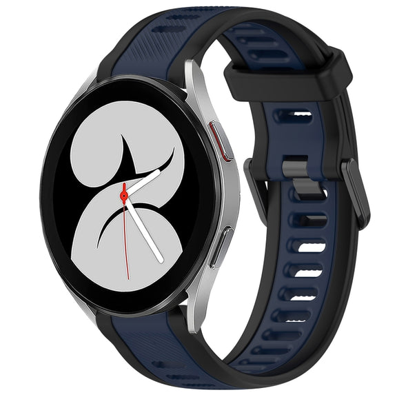 For Samsung Galaxy Watch 4 40mm 20mm Two Color Textured Silicone Watch Band(Midnight Blue+Black)