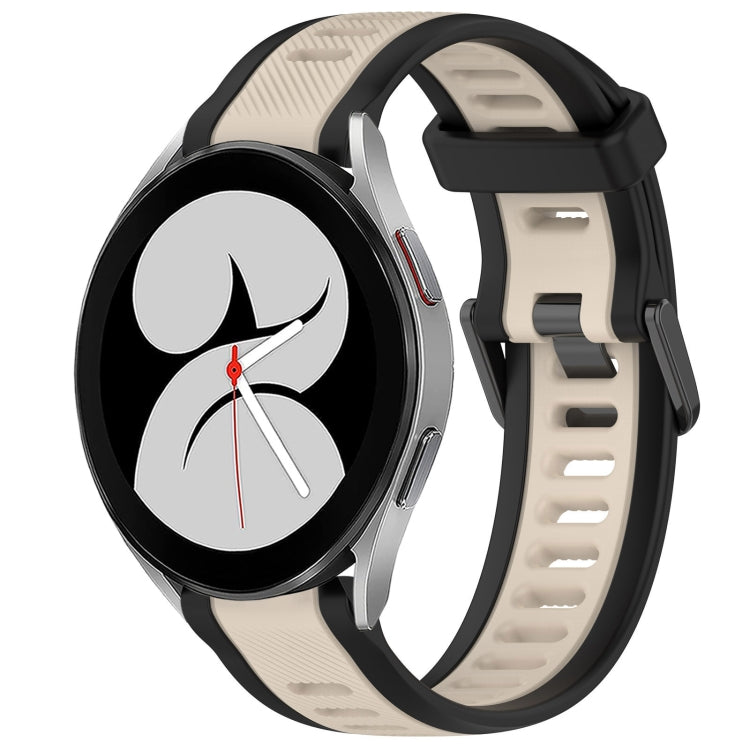 For Samsung Galaxy Watch 4 40mm 20mm Two Color Textured Silicone Watch Band(Starlight + Black) - Watch Bands by PMC TechLife | Online Shopping South Africa | PMC TechLife