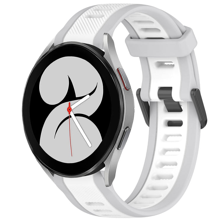 For Samsung Galaxy Watch 4 40mm 20mm Two Color Textured Silicone Watch Band(White+Grey) - Watch Bands by PMC TechLife | Online Shopping South Africa | PMC TechLife