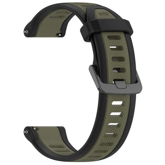 For Samsung  Galaxy Watch 4 Classic 42mm 20mm Two Color Textured Silicone Watch Band(Green+Black)