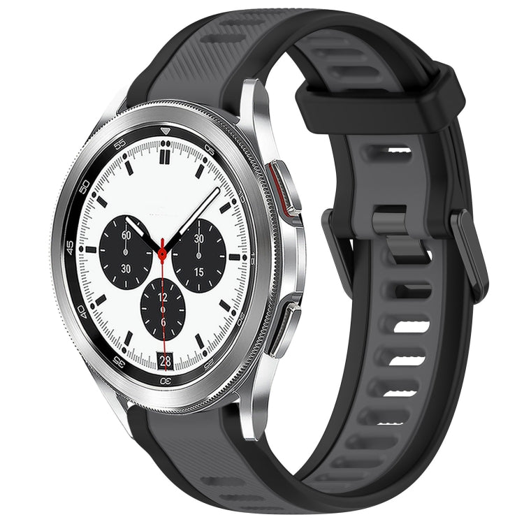 For Samsung  Galaxy Watch 4 Classic 42mm 20mm Two Color Textured Silicone Watch Band(Grey+Black) - Watch Bands by PMC TechLife | Online Shopping South Africa | PMC TechLife