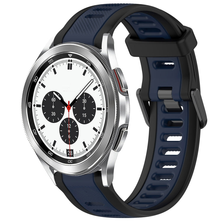 For Samsung  Galaxy Watch 4 Classic 42mm 20mm Two Color Textured Silicone Watch Band(Midnight Blue+Black) - Watch Bands by PMC TechLife | Online Shopping South Africa | PMC TechLife