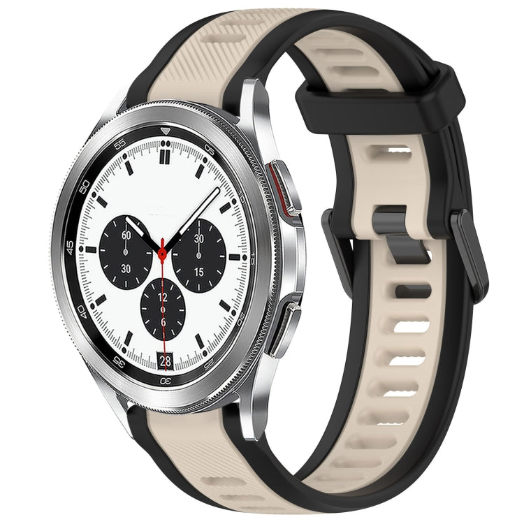 For Samsung  Galaxy Watch 4 Classic 42mm 20mm Two Color Textured Silicone Watch Band(Starlight + Black) - free shipping - PMC TechLife - Order now!