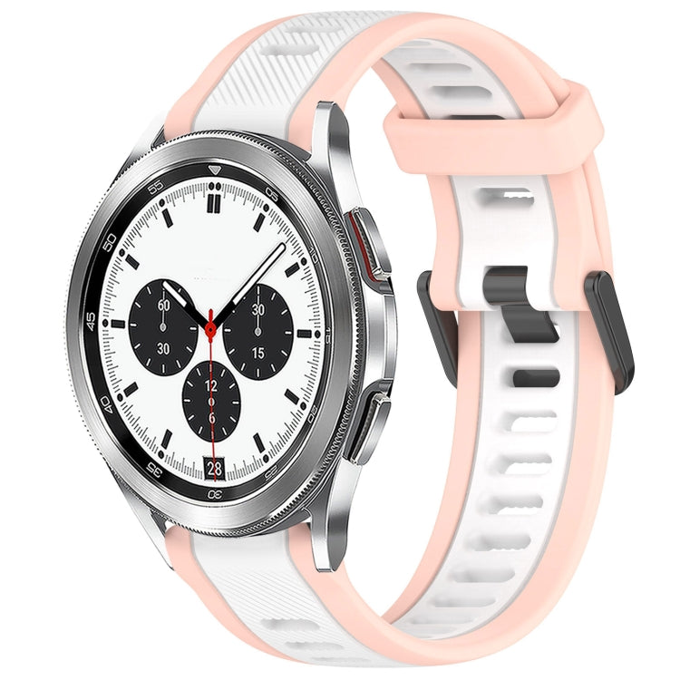 For Samsung  Galaxy Watch 4 Classic 42mm 20mm Two Color Textured Silicone Watch Band(White+Pink) - Watch Bands by PMC TechLife | Online Shopping South Africa | PMC TechLife