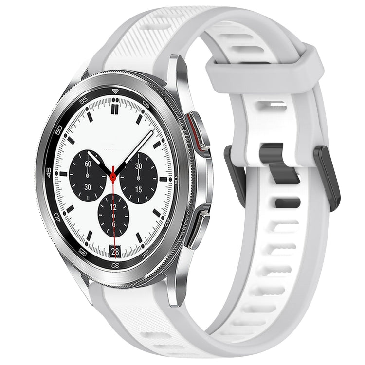 For Samsung  Galaxy Watch 4 Classic 42mm 20mm Two Color Textured Silicone Watch Band(White+Grey) - Watch Bands by PMC TechLife | Online Shopping South Africa | PMC TechLife