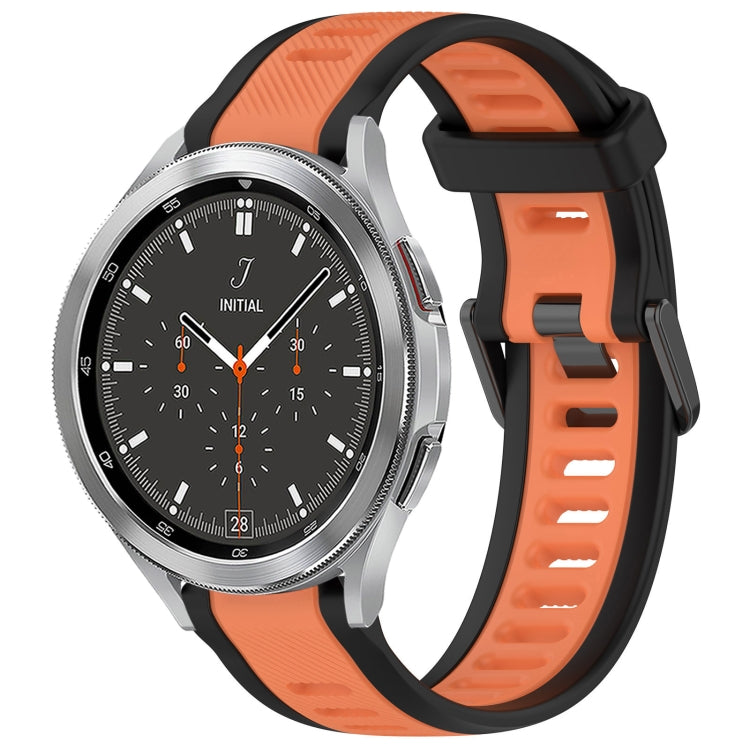 For Samsung  Galaxy Watch 4 Classic 46mm 20mm Two Color Textured Silicone Watch Band(Orange+Black) - Watch Bands by PMC TechLife | Online Shopping South Africa | PMC TechLife