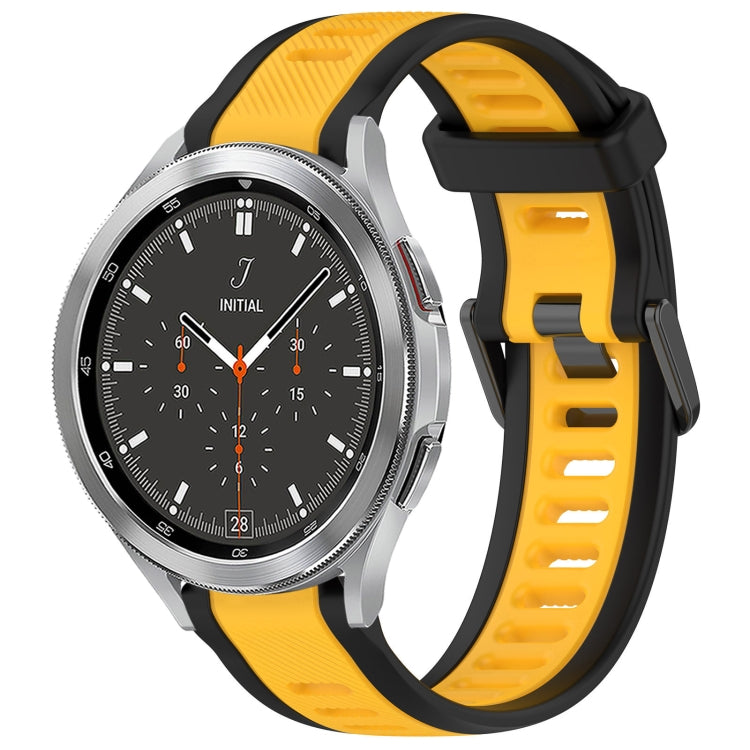For Samsung  Galaxy Watch 4 Classic 46mm 20mm Two Color Textured Silicone Watch Band(Yellow+Black) - free shipping - PMC TechLife - Order now!