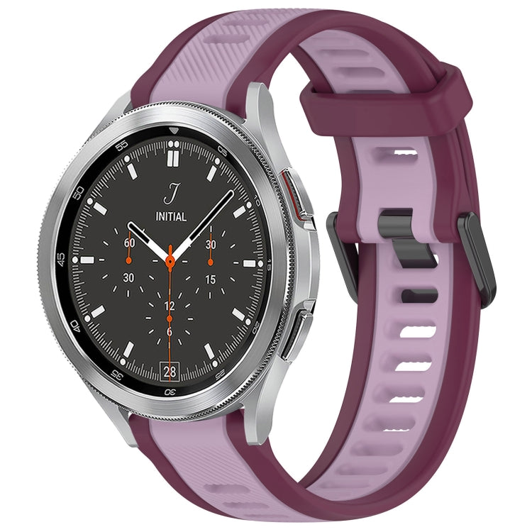 For Samsung  Galaxy Watch 4 Classic 46mm 20mm Two Color Textured Silicone Watch Band(Purple) - Watch Bands by PMC TechLife | Online Shopping South Africa | PMC TechLife