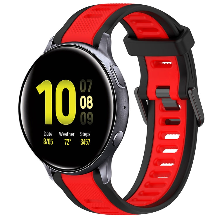 For Samsung Galaxy Watch Active 2 40mm 20mm Two Color Textured Silicone Watch Band(Red+Black) - Watch Bands by PMC TechLife | Online Shopping South Africa | PMC TechLife