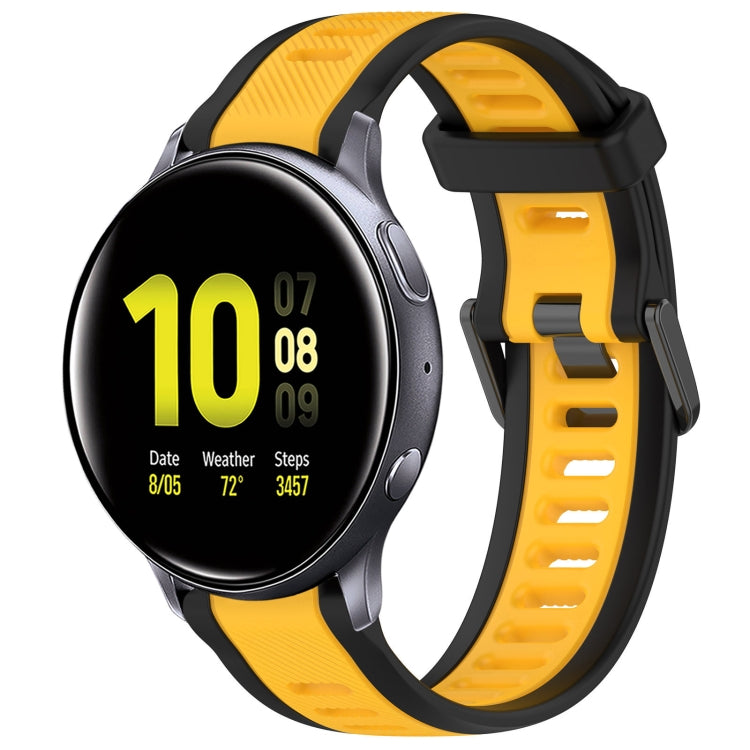 For Samsung Galaxy Watch Active 2 40mm 20mm Two Color Textured Silicone Watch Band(Yellow+Black) - Watch Bands by PMC TechLife | Online Shopping South Africa | PMC TechLife