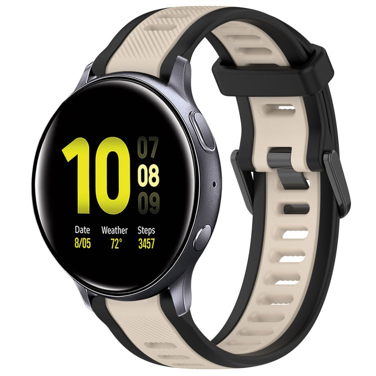 For Samsung Galaxy Watch Active 2 40mm 20mm Two Color Textured Silicone Watch Band(Starlight + Black) - Watch Bands by PMC TechLife | Online Shopping South Africa | PMC TechLife