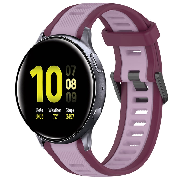 For Samsung Galaxy Watch Active 2 40mm 20mm Two Color Textured Silicone Watch Band(Purple) - Watch Bands by PMC TechLife | Online Shopping South Africa | PMC TechLife