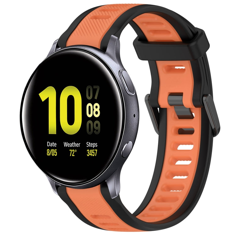 For Samsung Galaxy Watch Active 2 44mm 20mm Two Color Textured Silicone Watch Band(Orange+Black) - Watch Bands by PMC TechLife | Online Shopping South Africa | PMC TechLife