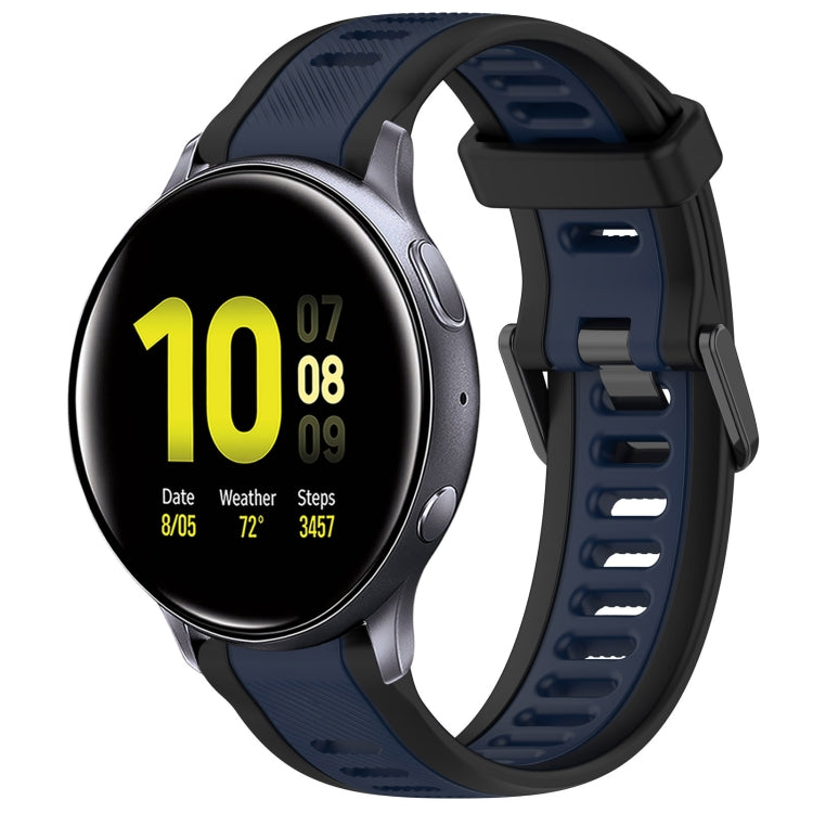 For Samsung Galaxy Watch Active 2 44mm 20mm Two Color Textured Silicone Watch Band(Midnight Blue+Black) - Watch Bands by PMC TechLife | Online Shopping South Africa | PMC TechLife