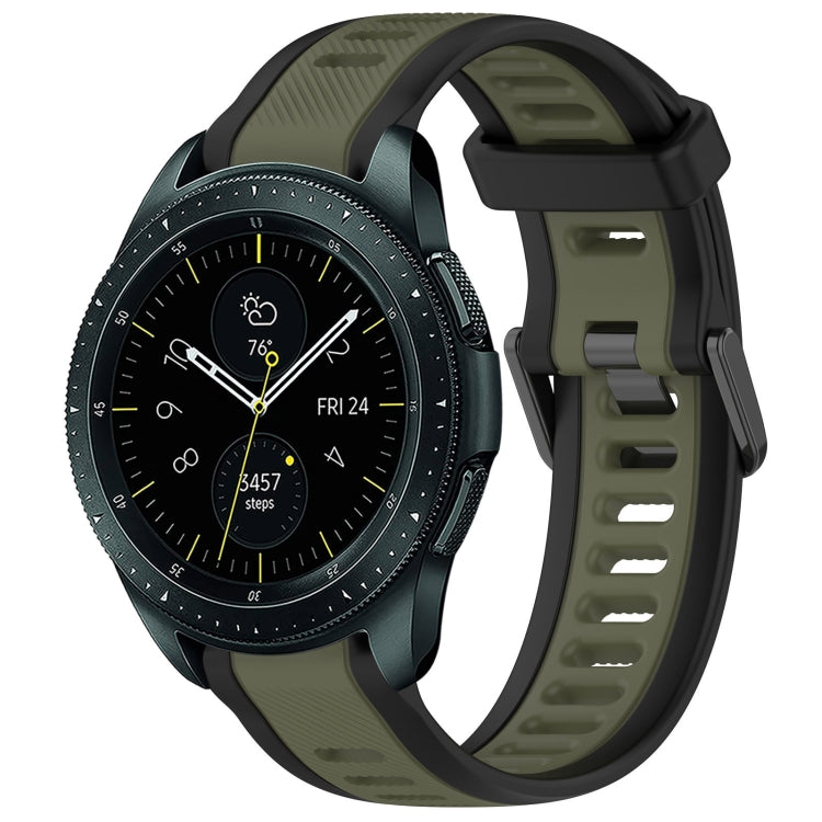 For Samsung Galaxy Watch 42mm 20mm Two Color Textured Silicone Watch Band(Green+Black) - Watch Bands by PMC TechLife | Online Shopping South Africa | PMC TechLife