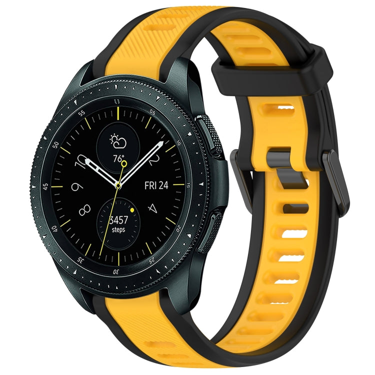 For Samsung Galaxy Watch 42mm 20mm Two Color Textured Silicone Watch Band(Yellow+Black) - Watch Bands by PMC TechLife | Online Shopping South Africa | PMC TechLife