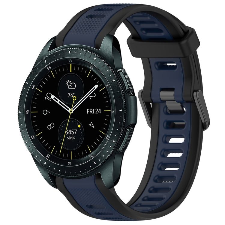 For Samsung Galaxy Watch 42mm 20mm Two Color Textured Silicone Watch Band(Midnight Blue+Black) - Watch Bands by PMC TechLife | Online Shopping South Africa | PMC TechLife