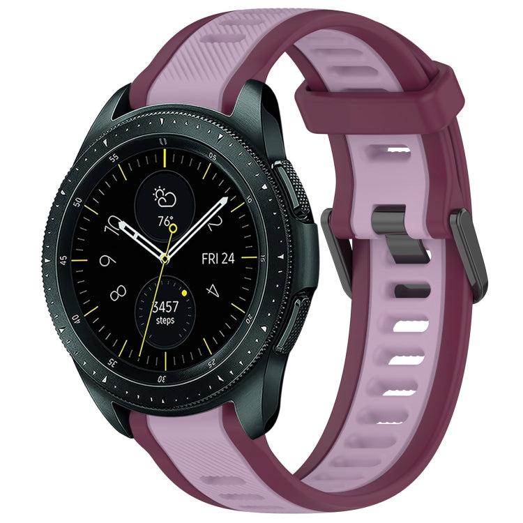 For Samsung Galaxy Watch 42mm 20mm Two Color Textured Silicone Watch Band(Purple) - Watch Bands by PMC TechLife | Online Shopping South Africa | PMC TechLife