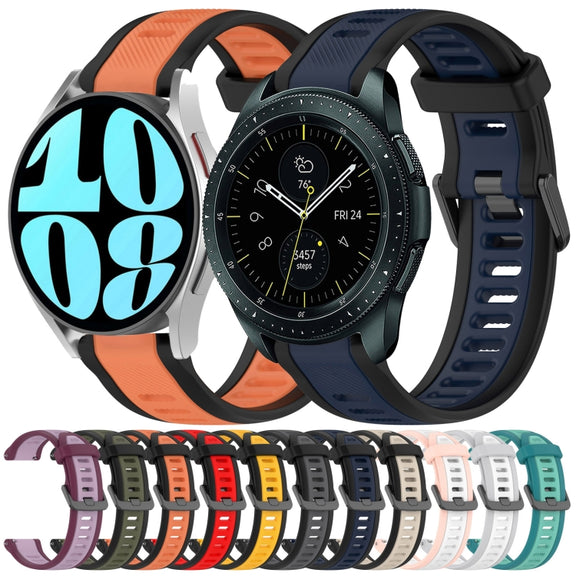 For Samsung Galaxy Watch 4 40mm 20mm Two Color Textured Silicone Watch Band(Orange+Black)