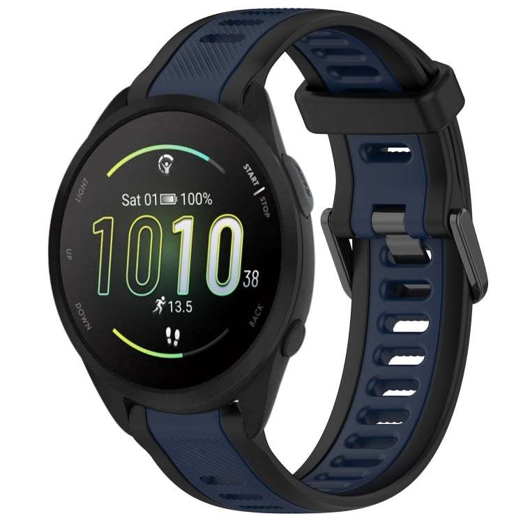 For Garmin Forerunner 165 Music 20mm Two Color Textured Silicone Watch Band(Midnight Blue+Black) - Watch Bands by PMC TechLife | Online Shopping South Africa | PMC TechLife