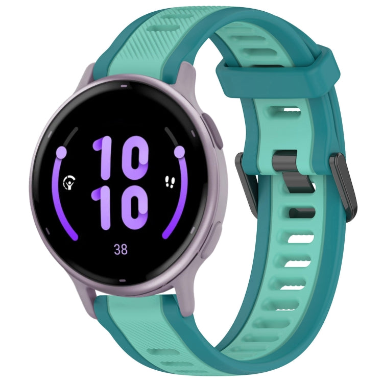 For Garmin Active 5 20mm Two Color Textured Silicone Watch Band(Teal) - Watch Bands by PMC TechLife | Online Shopping South Africa | PMC TechLife