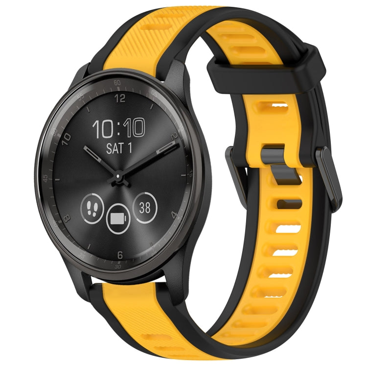 For Garmin VivoMove Trend 20mm Two Color Textured Silicone Watch Band(Yellow+Black) - Watch Bands by PMC TechLife | Online Shopping South Africa | PMC TechLife