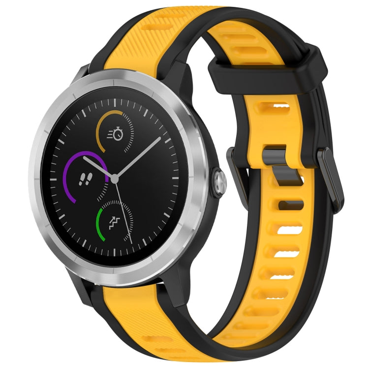 For Garmin Vivoactive 3 20mm Two Color Textured Silicone Watch Band(Yellow+Black) - Watch Bands by PMC TechLife | Online Shopping South Africa | PMC TechLife