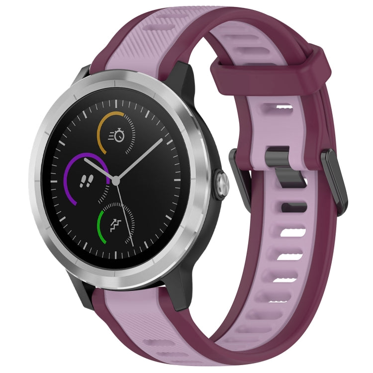 For Garmin Vivoactive 3 20mm Two Color Textured Silicone Watch Band(Purple) - Watch Bands by PMC TechLife | Online Shopping South Africa | PMC TechLife