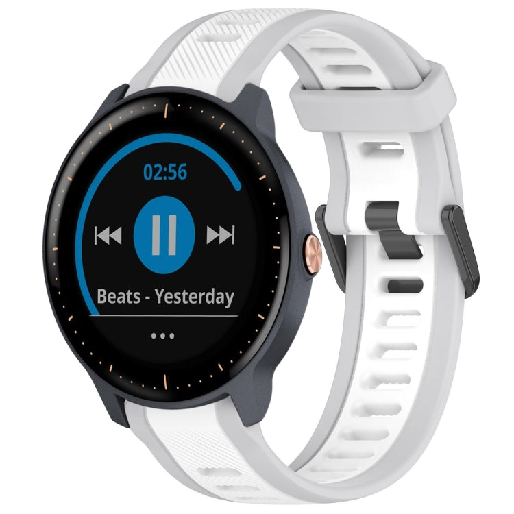 For Garmin Vivoactive3 Music 20mm Two Color Textured Silicone Watch Band(White+Grey) - Watch Bands by PMC TechLife | Online Shopping South Africa | PMC TechLife