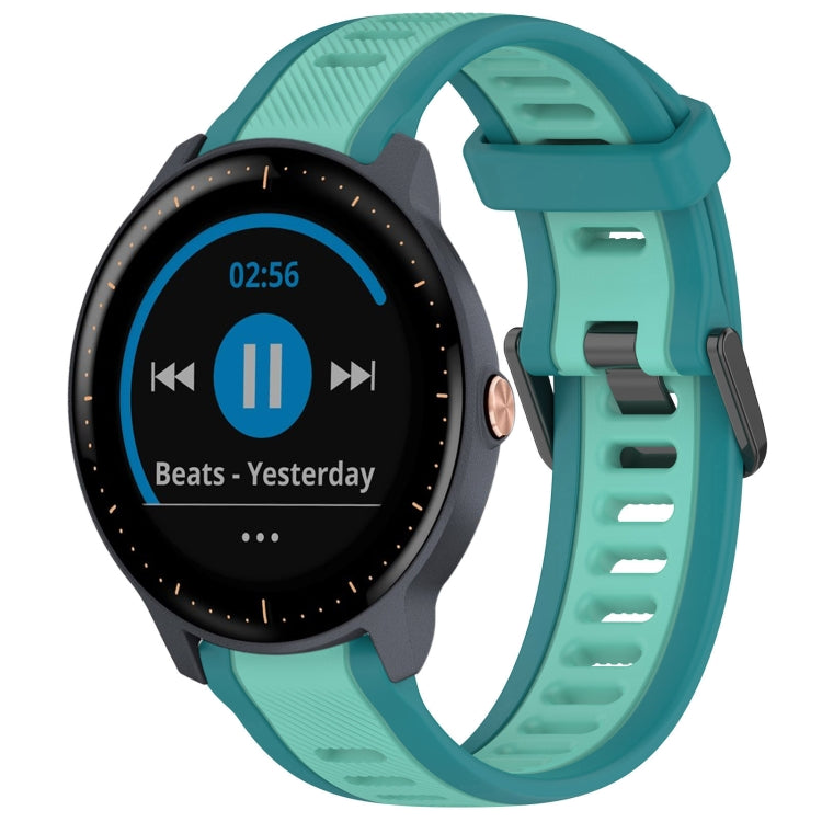 For Garmin Vivoactive3 Music 20mm Two Color Textured Silicone Watch Band(Teal) - Watch Bands by PMC TechLife | Online Shopping South Africa | PMC TechLife