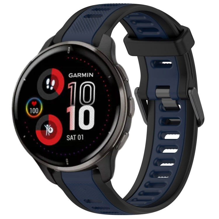 For Garmin Venu 2 Plus 20mm Two Color Textured Silicone Watch Band(Midnight Blue+Black) - Watch Bands by PMC TechLife | Online Shopping South Africa | PMC TechLife