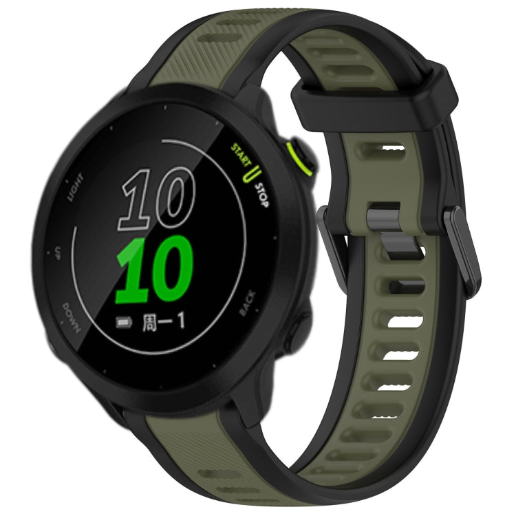 For Garmin Forerunner 158 20mm Two Color Textured Silicone Watch Band(Green+Black) - Watch Bands by PMC TechLife | Online Shopping South Africa | PMC TechLife