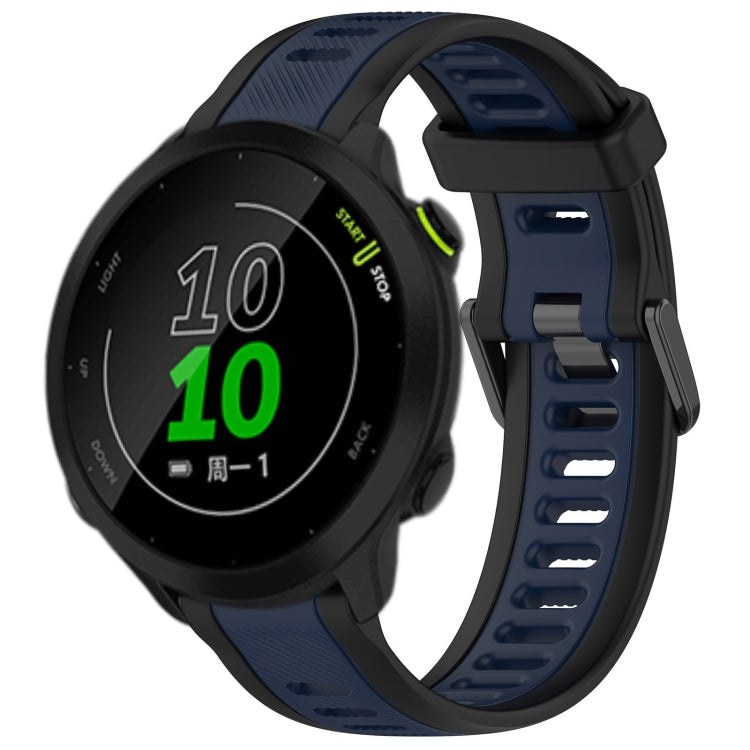 For Garmin Forerunner 158 20mm Two Color Textured Silicone Watch Band(Midnight Blue+Black) - Watch Bands by PMC TechLife | Online Shopping South Africa | PMC TechLife