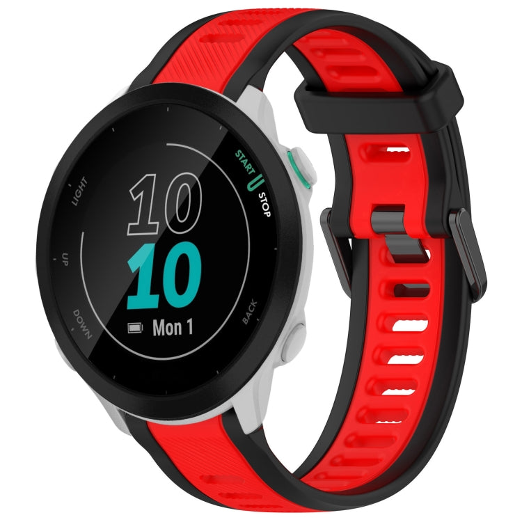 For Garmin Forerunner 55 20mm Two Color Textured Silicone Watch Band(Red+Black) - Watch Bands by PMC TechLife | Online Shopping South Africa | PMC TechLife
