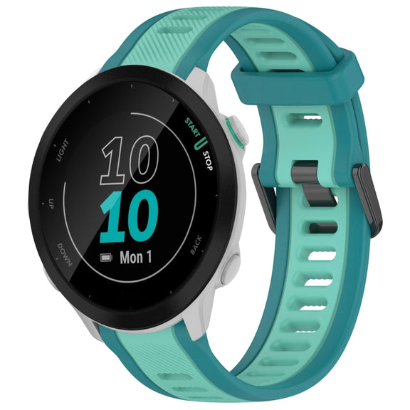 For Garmin Forerunner 55 20mm Two Color Textured Silicone Watch Band(Teal)