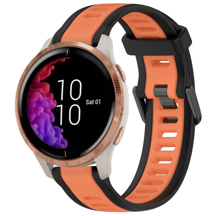 For Garmin Venu 20mm Two Color Textured Silicone Watch Band(Orange+Black) - Watch Bands by PMC TechLife | Online Shopping South Africa | PMC TechLife
