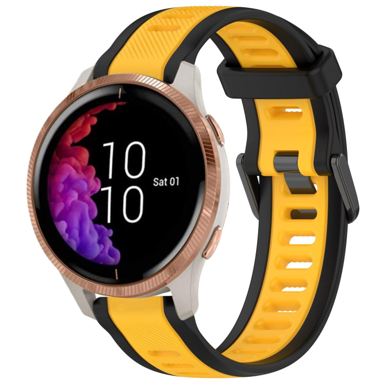 For Garmin Venu 20mm Two Color Textured Silicone Watch Band(Yellow+Black) - Watch Bands by PMC TechLife | Online Shopping South Africa | PMC TechLife
