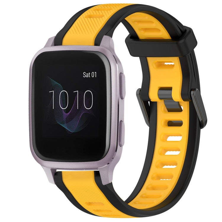 For Garmin Venu SQ 20mm Two Color Textured Silicone Watch Band(Yellow+Black) - Watch Bands by PMC TechLife | Online Shopping South Africa | PMC TechLife