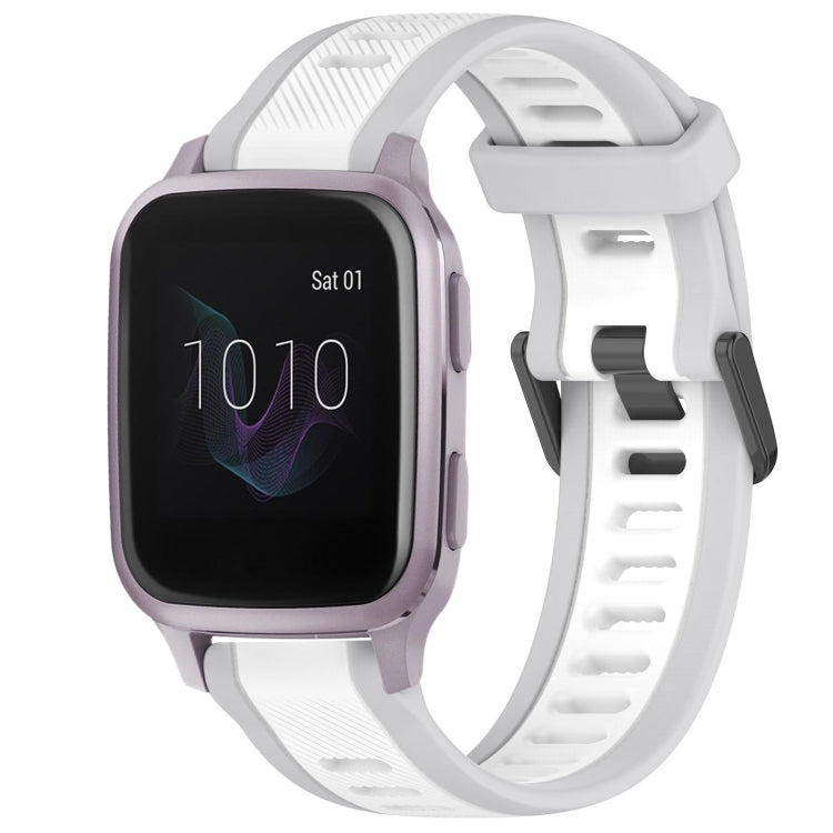 For Garmin Venu SQ 20mm Two Color Textured Silicone Watch Band(White+Grey) - Watch Bands by PMC TechLife | Online Shopping South Africa | PMC TechLife