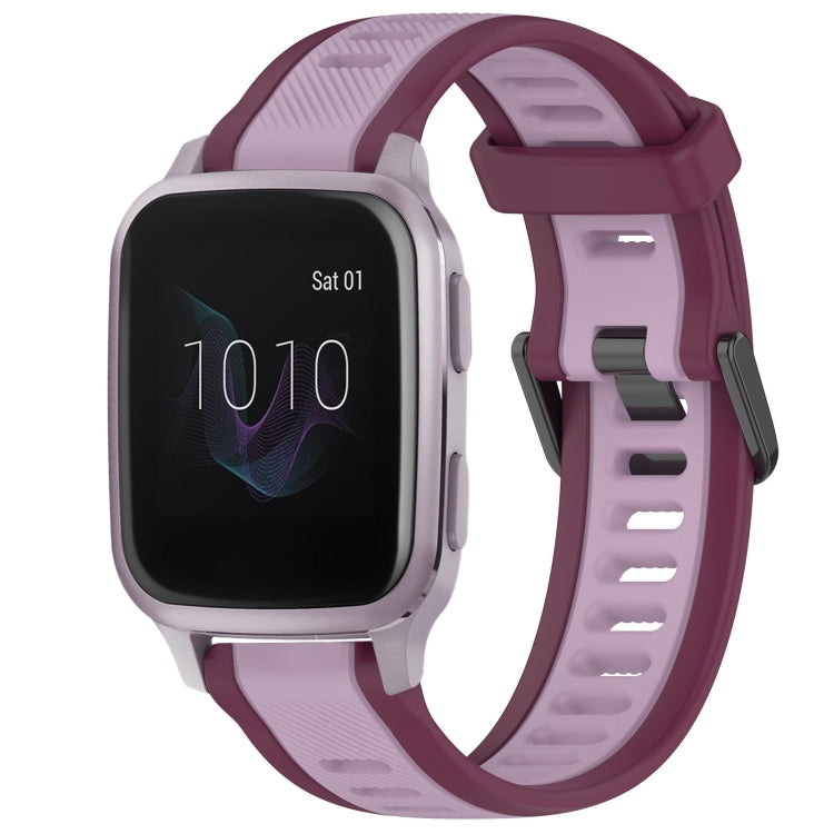 For Garmin Venu SQ 20mm Two Color Textured Silicone Watch Band(Purple) - free shipping - PMC TechLife - Order now!