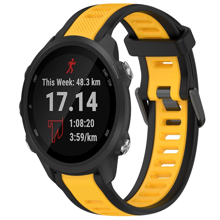 For Garmin Forerunner 245 / 245 Music 20mm Two Color Textured Silicone Watch Band(Yellow+Black) - Watch Bands by PMC TechLife | Online Shopping South Africa | PMC TechLife