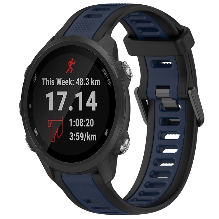 For Garmin Forerunner 245 / 245 Music 20mm Two Color Textured Silicone Watch Band(Midnight Blue+Black) - Watch Bands by PMC TechLife | Online Shopping South Africa | PMC TechLife