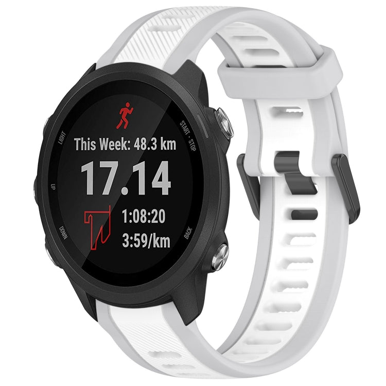 For Garmin Forerunner 245 / 245 Music 20mm Two Color Textured Silicone Watch Band(White+Grey) - Watch Bands by PMC TechLife | Online Shopping South Africa | PMC TechLife
