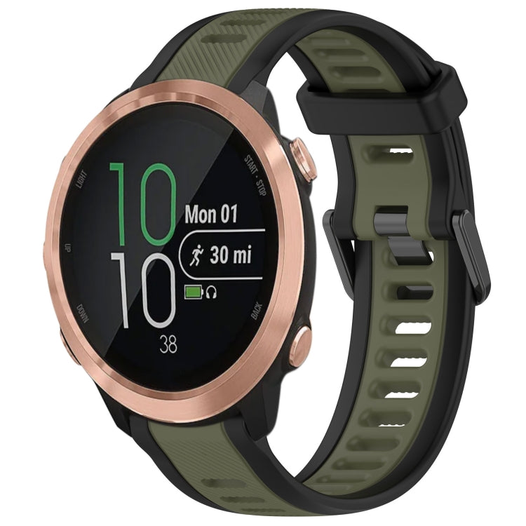 For Garmin Forerunner 645 / 645 Music 20mm Two Color Textured Silicone Watch Band(Green+Black) - Watch Bands by PMC TechLife | Online Shopping South Africa | PMC TechLife